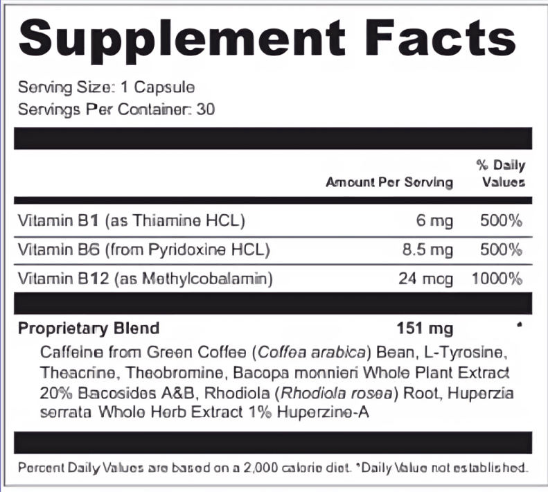 Marobrain Supplement Facts 
