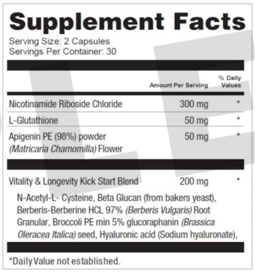 MitoThrive Supplement Facts