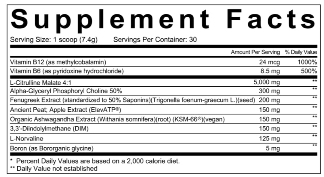 Adonis Vitality FLOW Supplement Facts